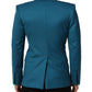 Teal Wool Double Breasted Formal Coat Blazer