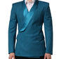 Teal Wool Double Breasted Formal Coat Blazer