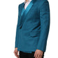 Teal Wool Double Breasted Formal Coat Blazer