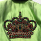 Green Silk SingleBreasted Embellished Blazer