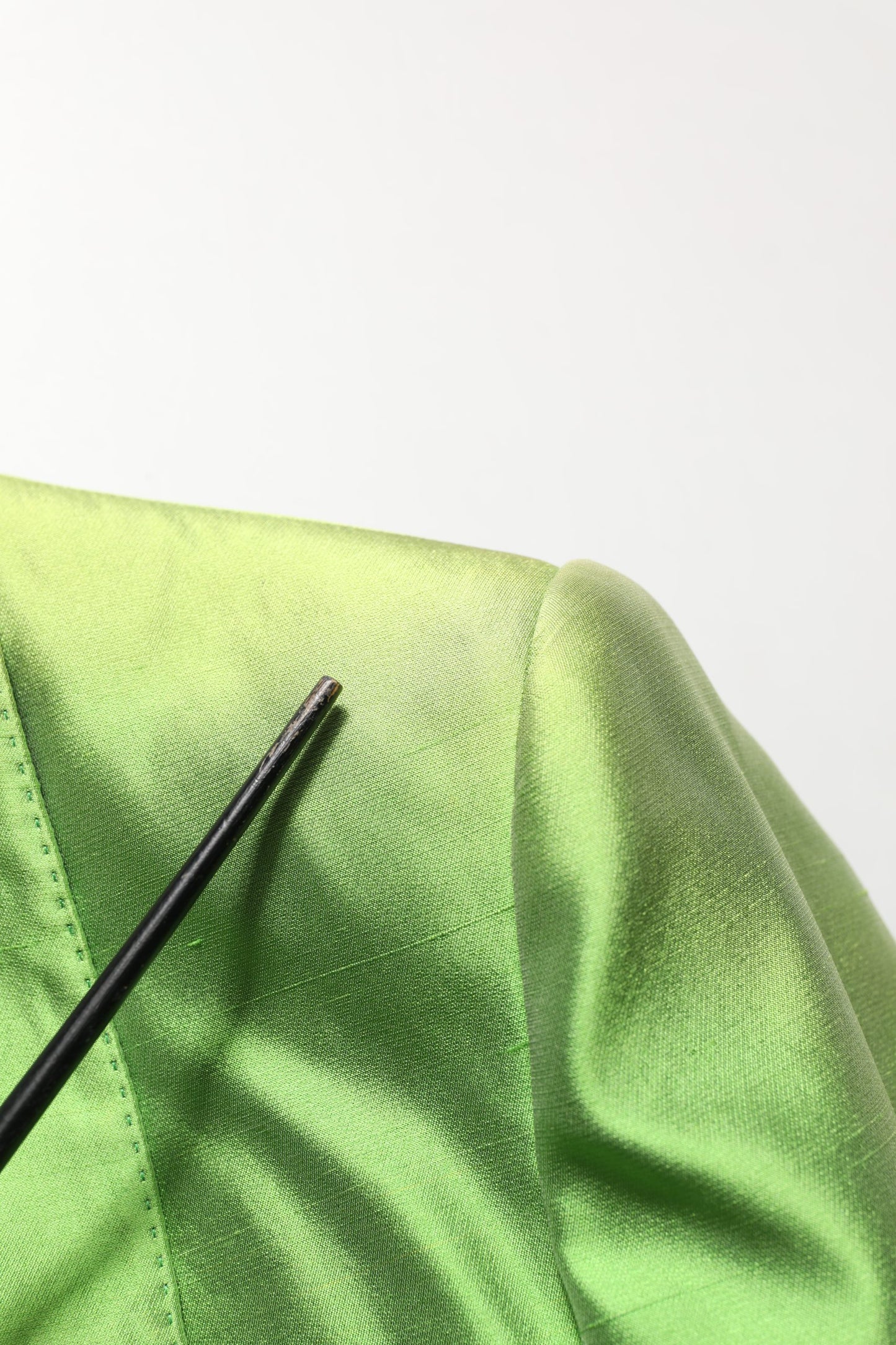 Green Silk SingleBreasted Embellished Blazer