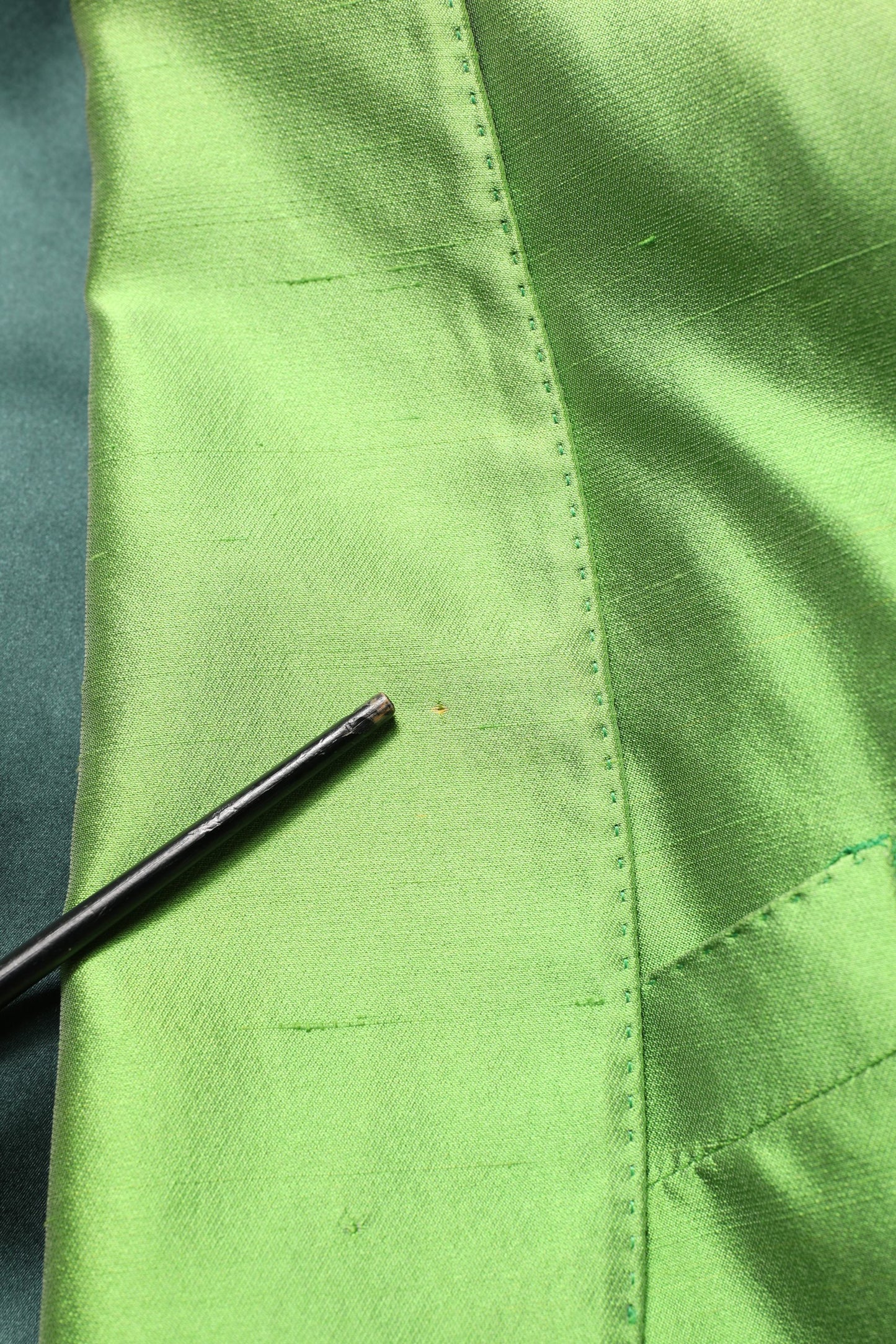 Green Silk SingleBreasted Embellished Blazer