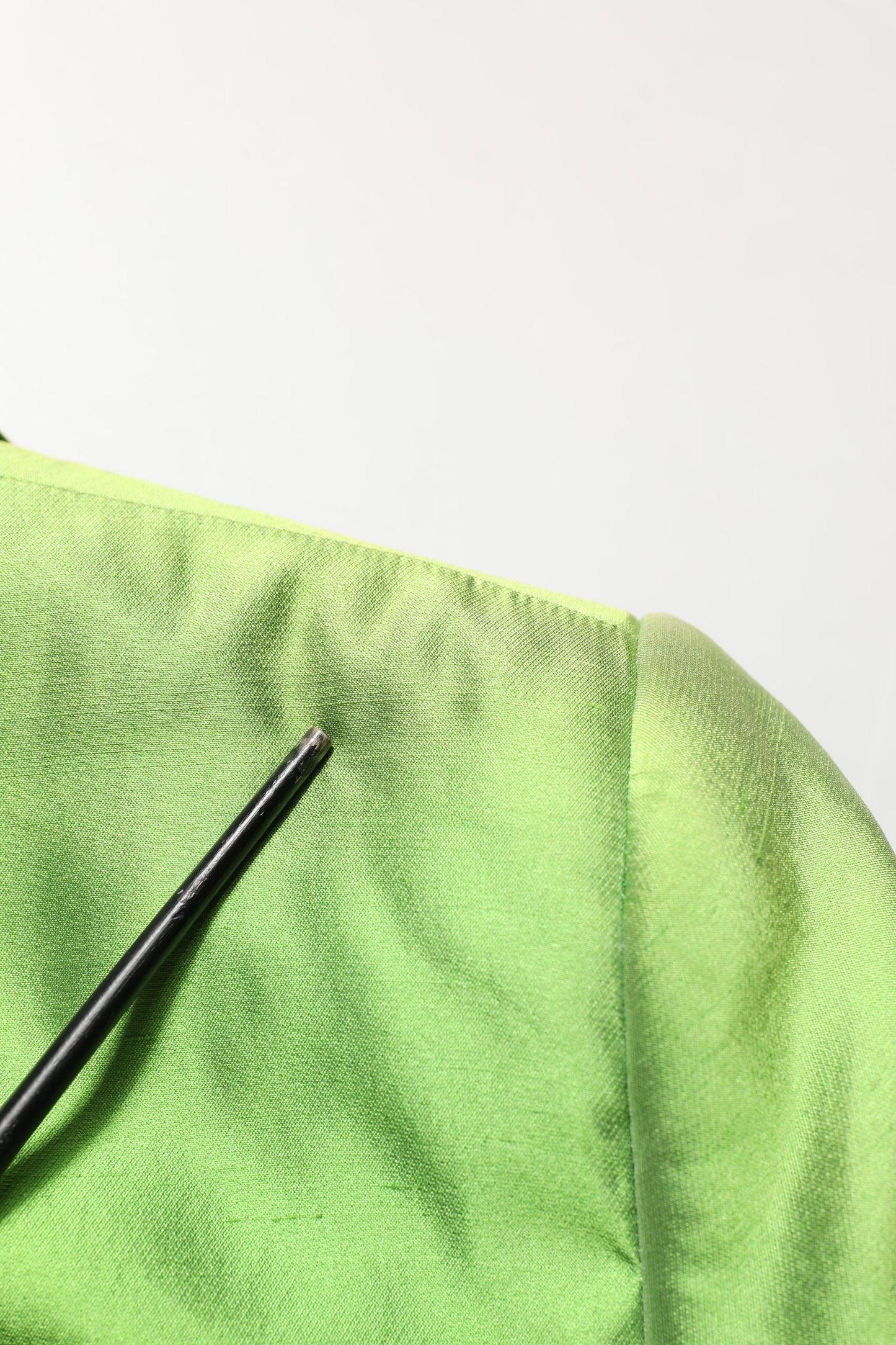 Green Silk SingleBreasted Embellished Blazer