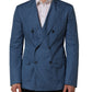 Blue Cotton Double Breasted Men Coat Blazer