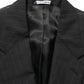 Dark Gray Stripes Wool Single Breasted Blazer