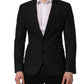 Dark Gray Stripes Wool Single Breasted Blazer