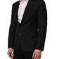 Dark Gray Stripes Wool Single Breasted Blazer