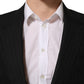 Dark Gray Stripes Wool Single Breasted Blazer
