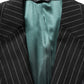 Dark Gray Stripes Wool Single Breasted Blazer