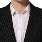 Dark Gray Stripes Wool Single Breasted Blazer