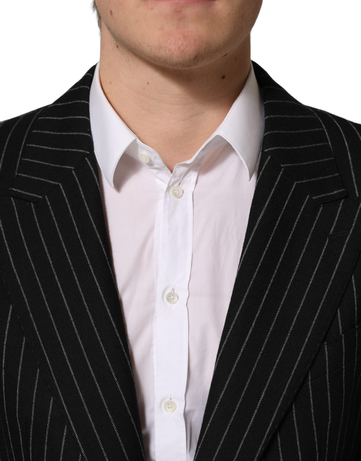Dark Gray Stripes Wool Single Breasted Blazer