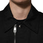 Black Nylon Full Zip Blouson Bomber Jacket