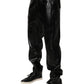 Black PU Leather Zipper Men Trouser Pants