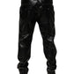 Black PU Leather Zipper Men Trouser Pants