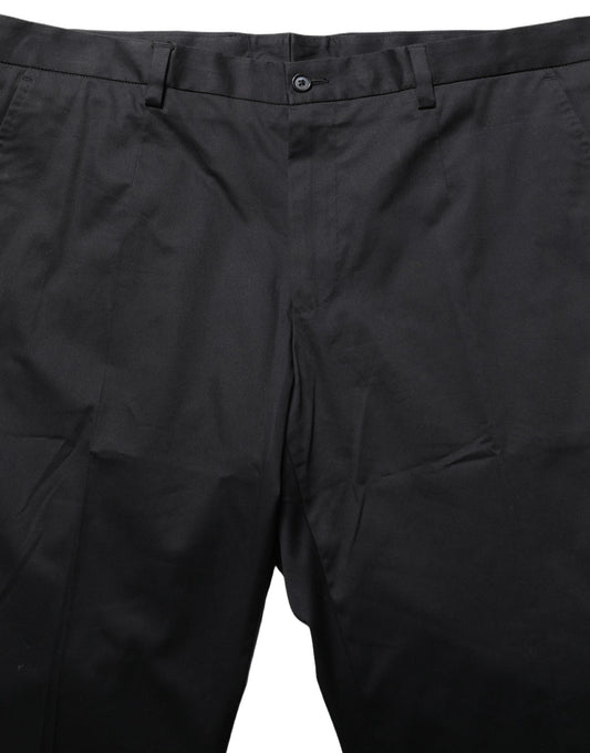 Black Cotton Tapered Leg Dress Trouser Pants