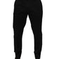 Black Cotton Tapered Leg Dress Trouser Pants