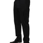 Black Cotton Tapered Leg Dress Trouser Pants