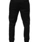 Black Cotton Tapered Leg Dress Trouser Pants