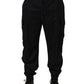 Black Mid Waist Cargo Jogger Sweatpants Pants