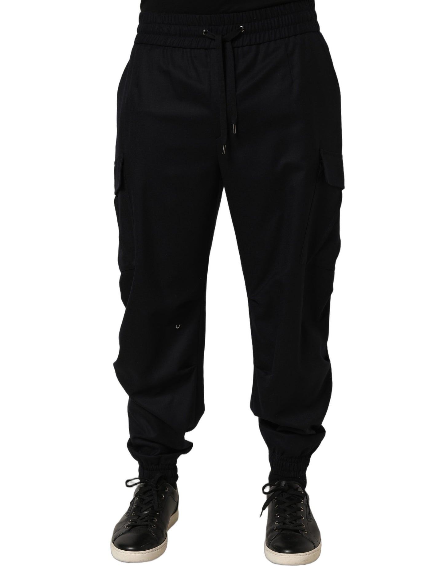 Black Mid Waist Cargo Jogger Sweatpants Pants