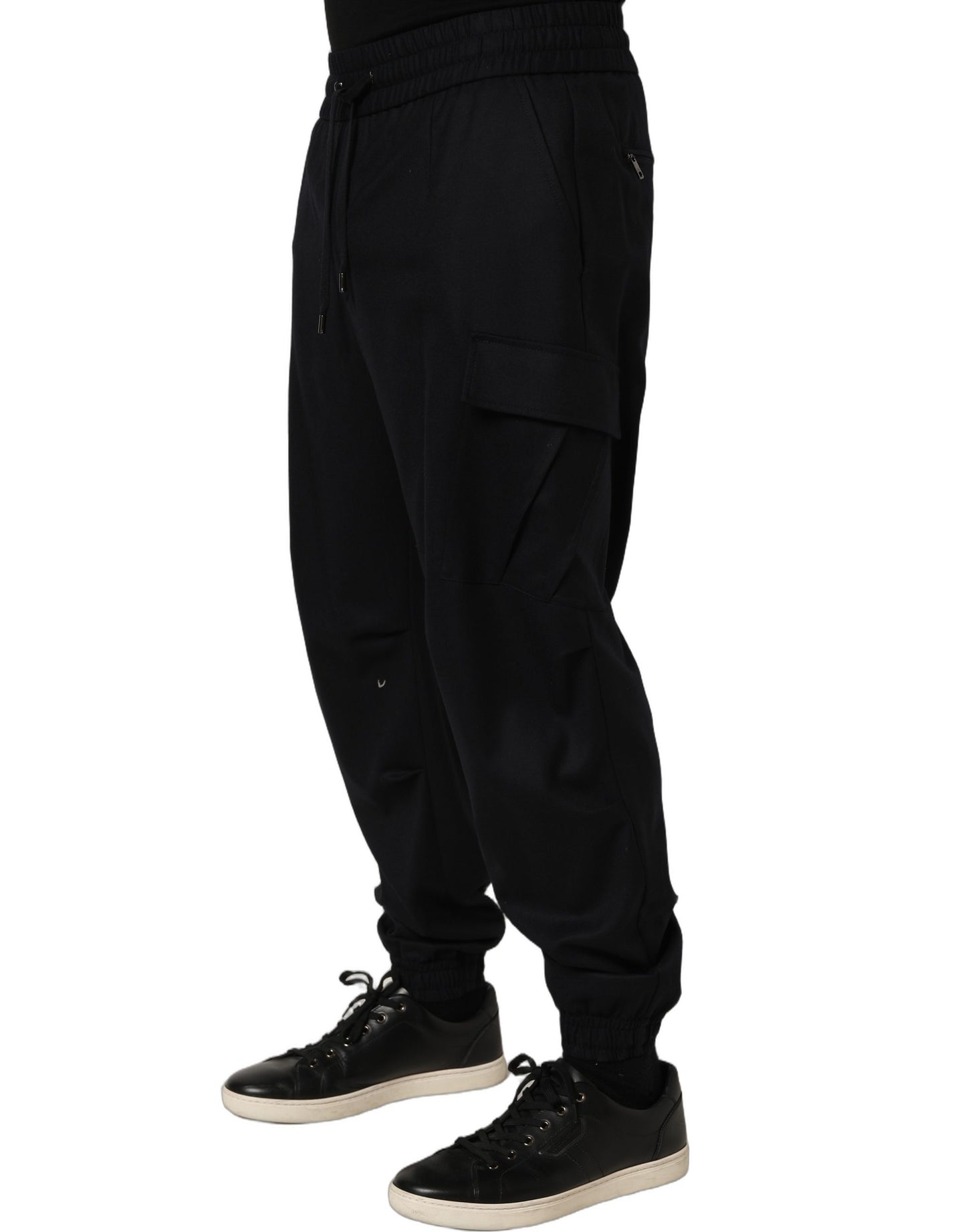 Black Mid Waist Cargo Jogger Sweatpants Pants