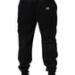 Black Mid Waist Cargo Jogger Sweatpants Pants