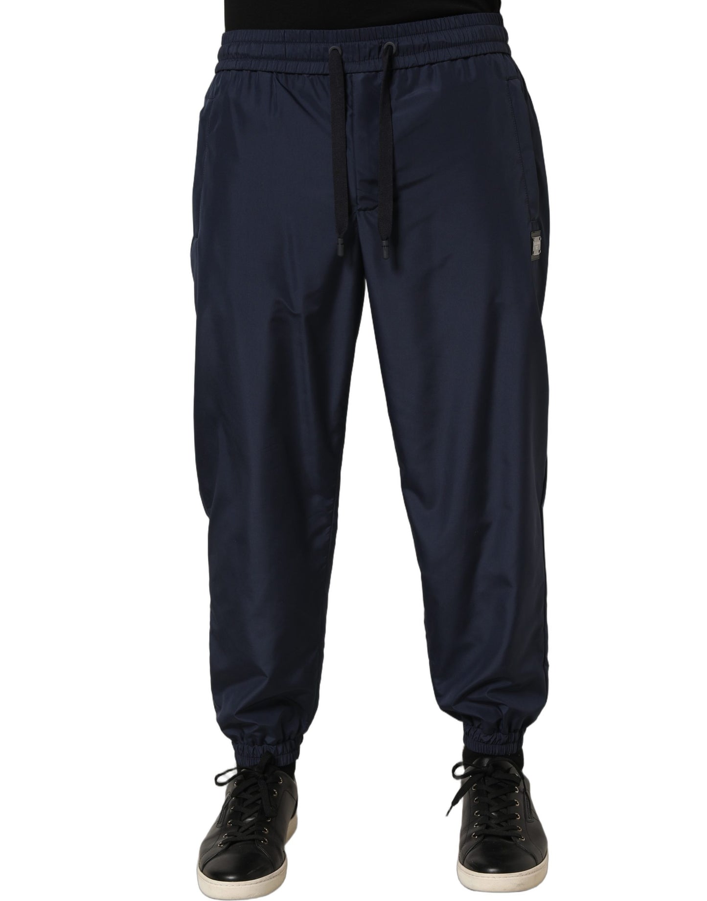 Dark Blue Polyester Jogger Sweatpants Pants