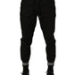 Black Cotton Mid Waist Jogger Sweatpants Pants