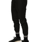 Black Cotton Mid Waist Jogger Sweatpants Pants