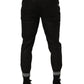 Black Cotton Mid Waist Jogger Sweatpants Pants