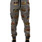 Multicolor Houndstooth Crown Men Sweatpants Pants