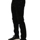 Black Logo Monogram Cotton Slim Denim Jeans