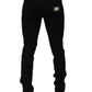 Black Embellished Cotton Skinny Denim Jeans
