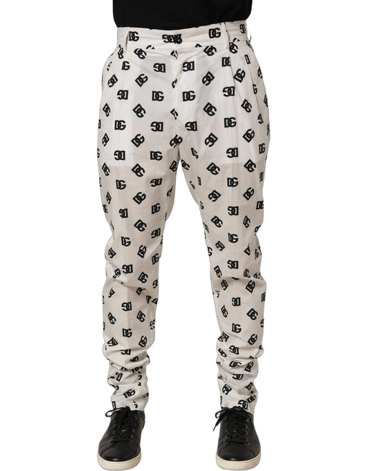 White Logo Skinny Leg Dress Men Trouser Pants