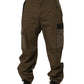 Brown Mid Waist Straight Cargo Trouser Pants
