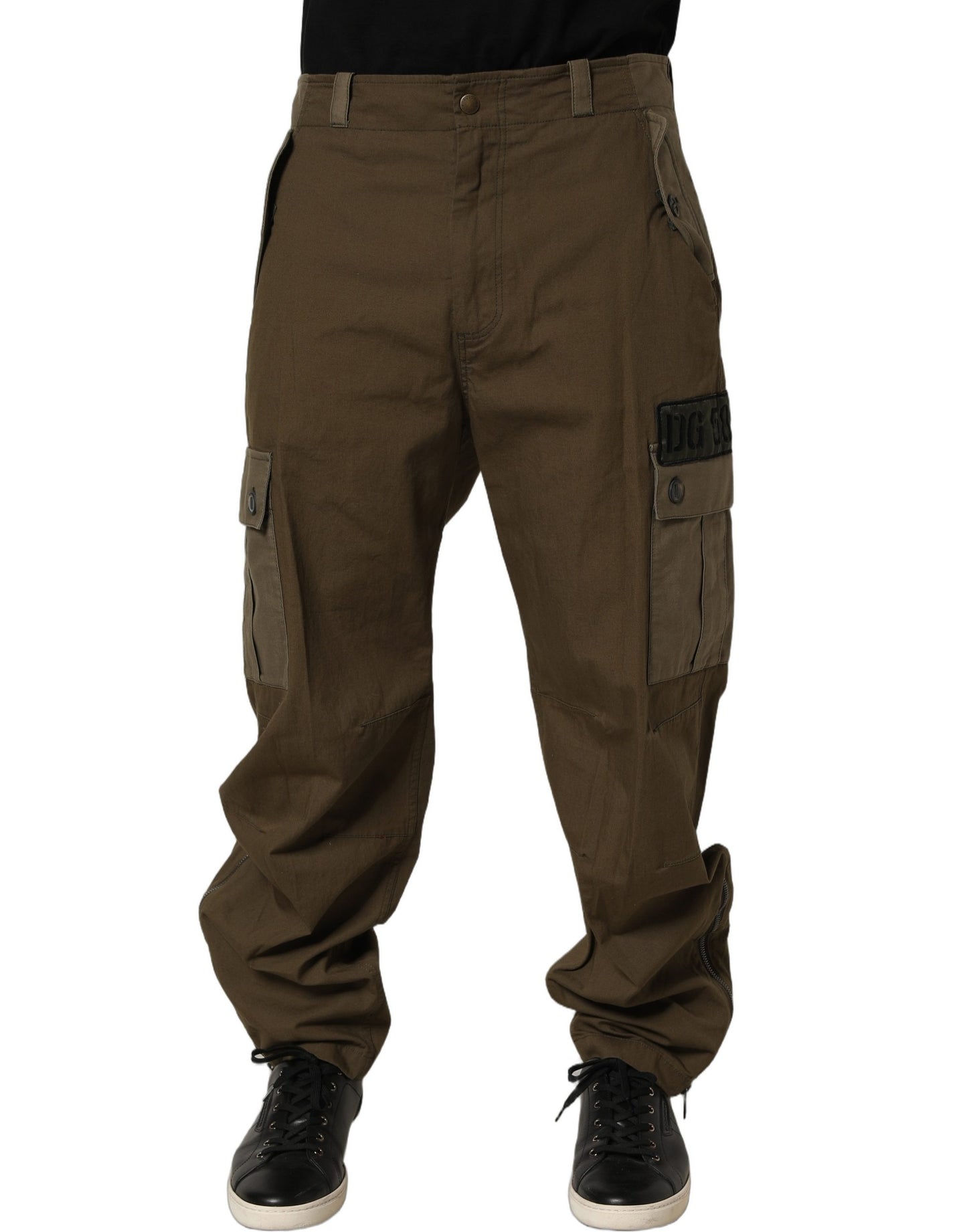 Brown Mid Waist Straight Cargo Trouser Pants