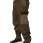 Brown Mid Waist Straight Cargo Trouser Pants
