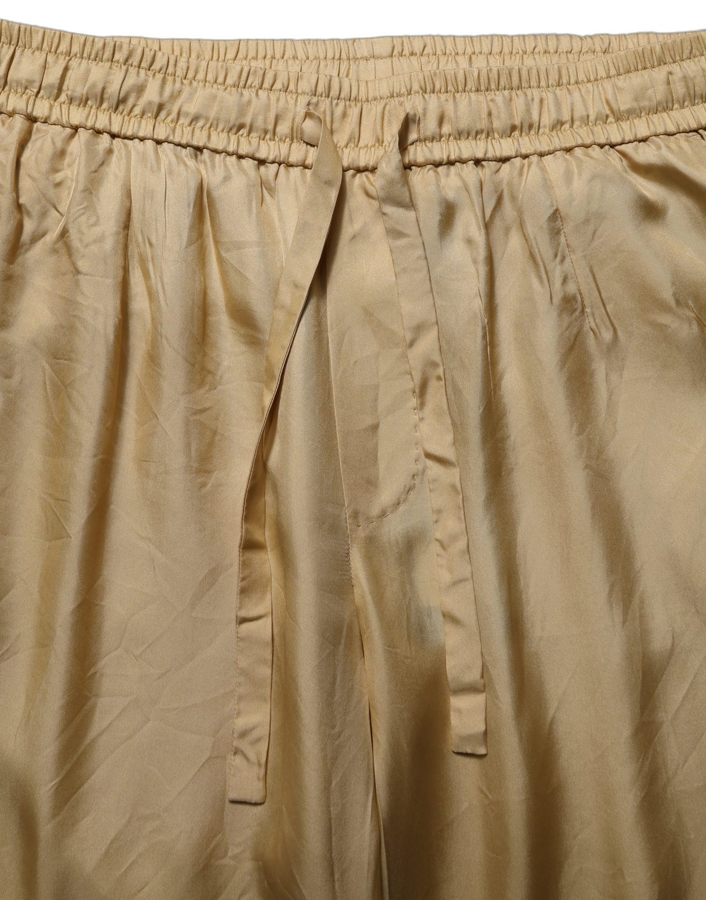Yellow Straight Silk Mid Waist Chino Trouser Pants