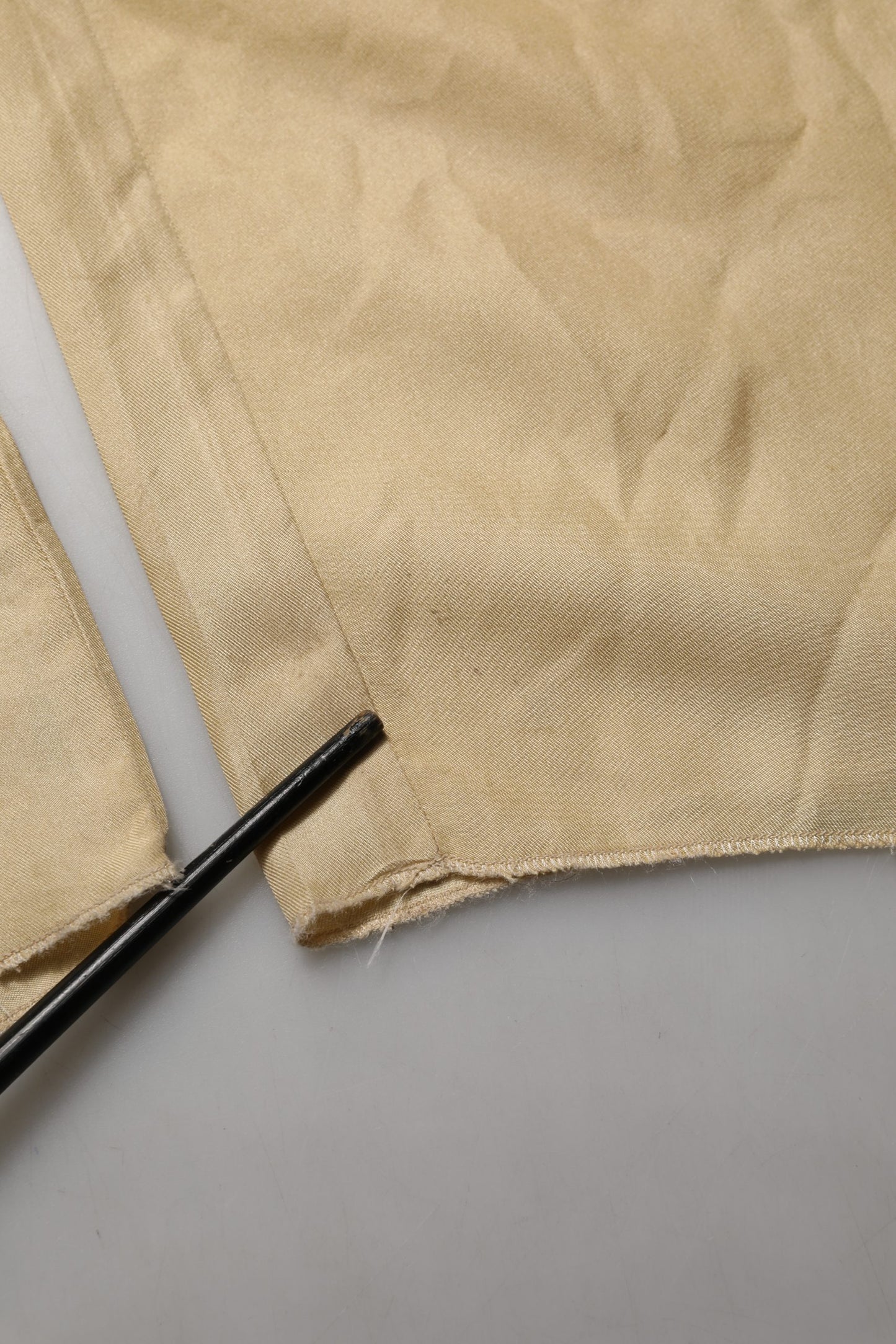 Yellow Straight Silk Mid Waist Chino Trouser Pants