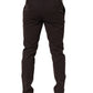 Brown Cotton Skinny Leg Dress Trouser Pants