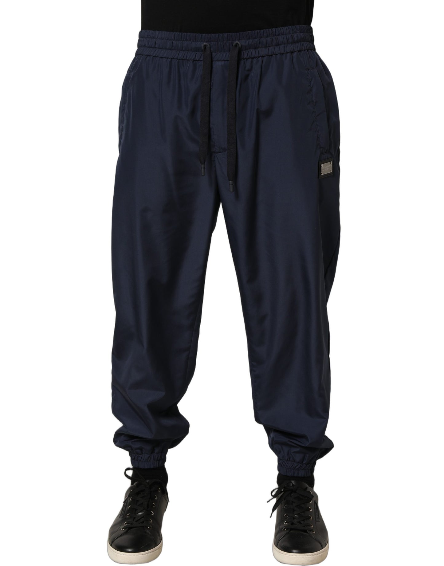 Dark Blue Polyester Jogger Sweatpants Pants