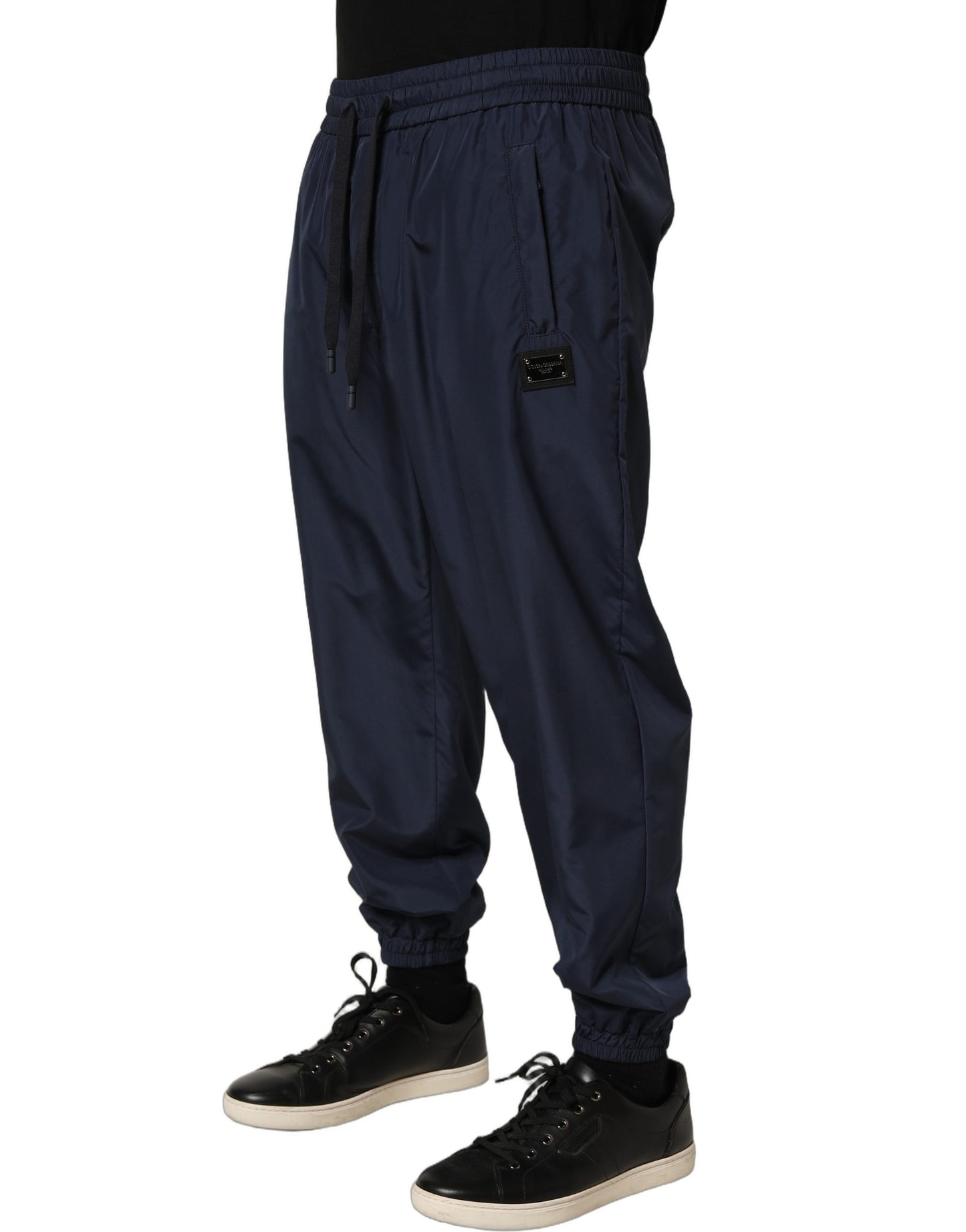 Dark Blue Polyester Jogger Sweatpants Pants