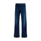 Blue Cotton Flared Jeans