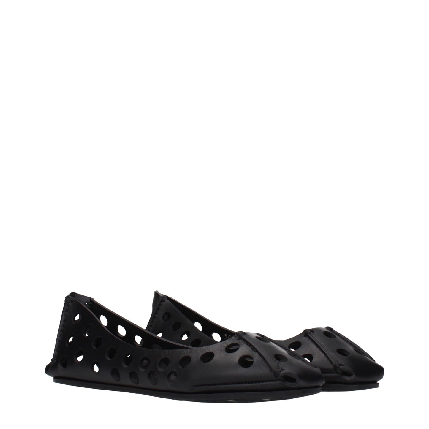 Black Leather Ballet Flats