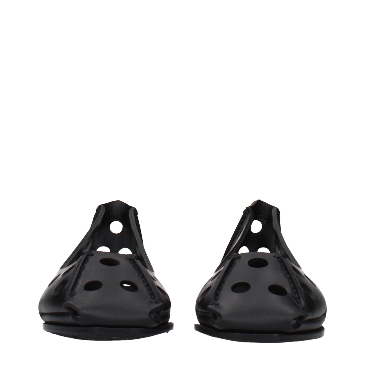 Black Leather Ballet Flats