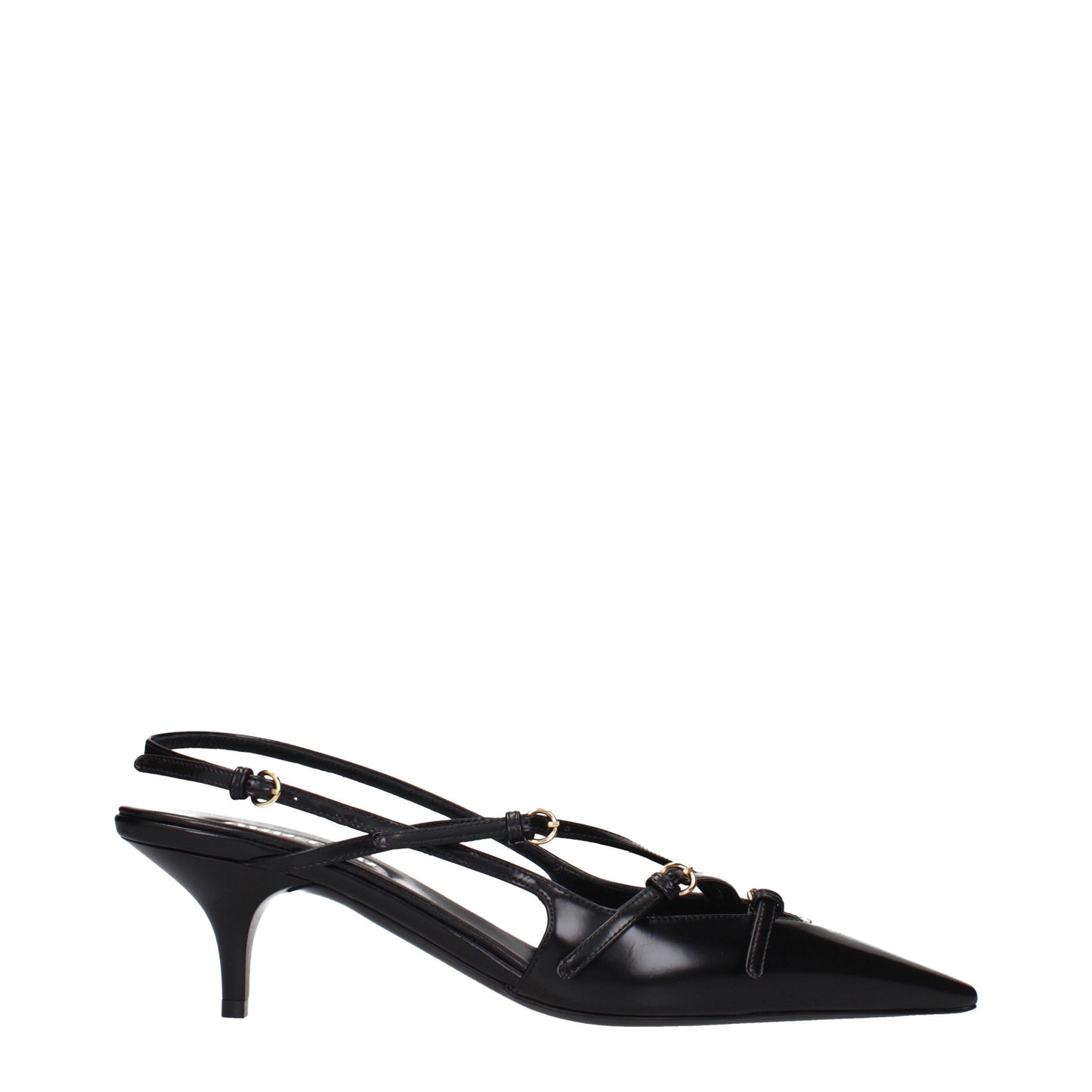 Black Leather High Heel Pumps