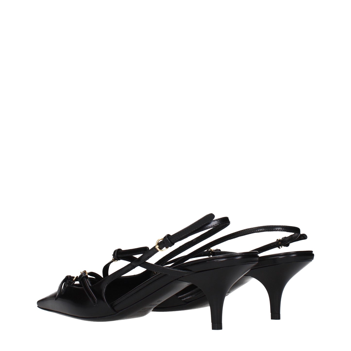Black Leather High Heel Pumps