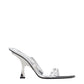 Gray Leather Stiletto Heel Sandals