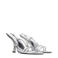 Gray Leather Stiletto Heel Sandals