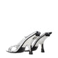 Gray Leather Stiletto Heel Sandals